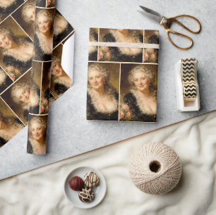 Papel De Regalo Mujer elegante barroca con vestido escotado