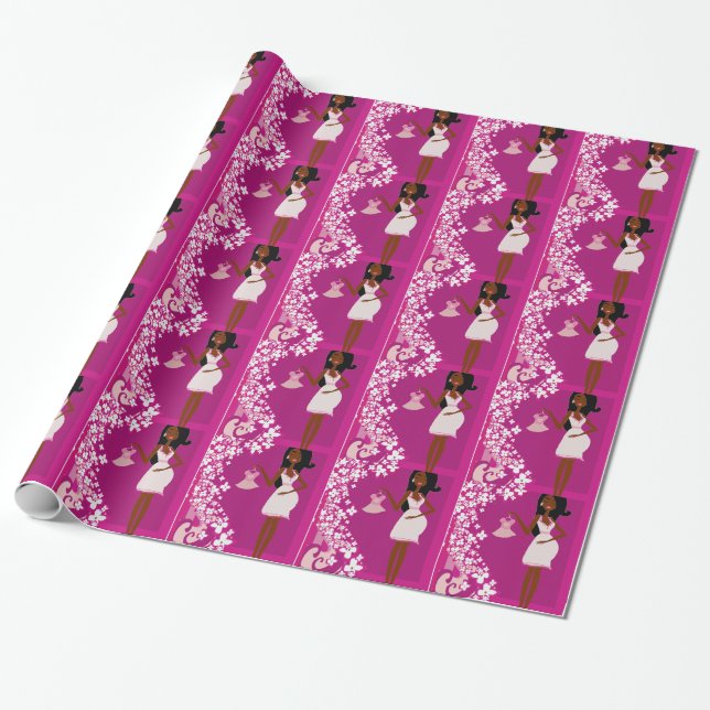 Papel De Regalo mujer embarazada negra (Desenrollado)