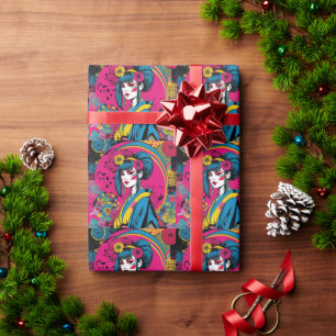 Papel De Regalo Mujer geisha japonesa con kimono tradicional