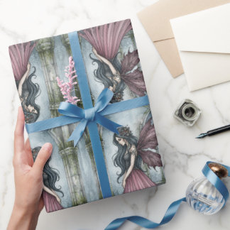 Papel De Regalo Mujer Hada Gótica Alas Rosadas Encantada