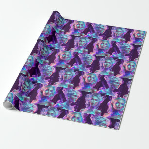 Papel De Regalo Mujer hermosa en vidrio helado azul y púrpura