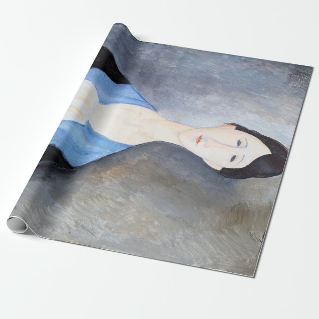 Papel De Regalo Mujer joven en azul, Modigliani (Desenrollado)