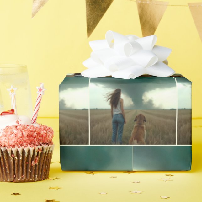Papel De Regalo Mujer joven y perro viendo un tornado (Fiesta de cumpleaños )