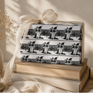 Papel De Regalo Mujer leyendo con gato negro