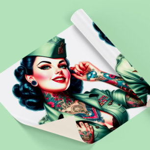Papel De Regalo Mujer militar tatuada vintage