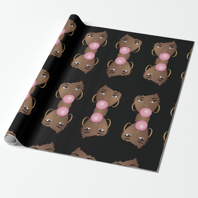 Papel De Regalo Mujer negra, bazuca rosada (Desenrollado)