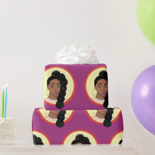 Papel De Regalo Mujer negra, belleza brillante, cola de puente