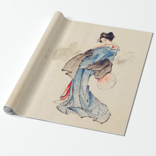 Papel De Regalo Mujer retrato de cuerpo entero por Katsushika Hoku