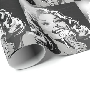 Papel De Regalo Mujer rubia disfrutando de su helado