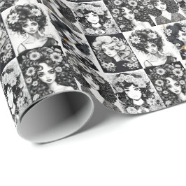 Papel De Regalo Mujeres caprichosas en blanco y negro