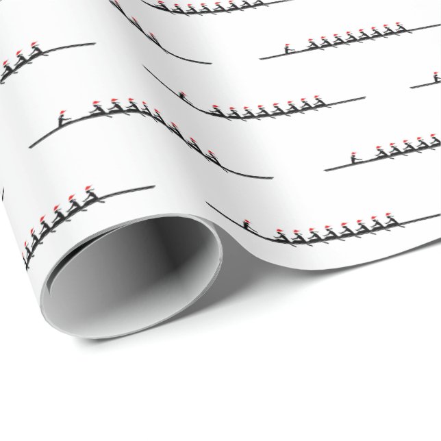 Papel De Regalo Mujeres Damas Santa Hat Rowing Equipo de la tripul (Esquina del rollo)