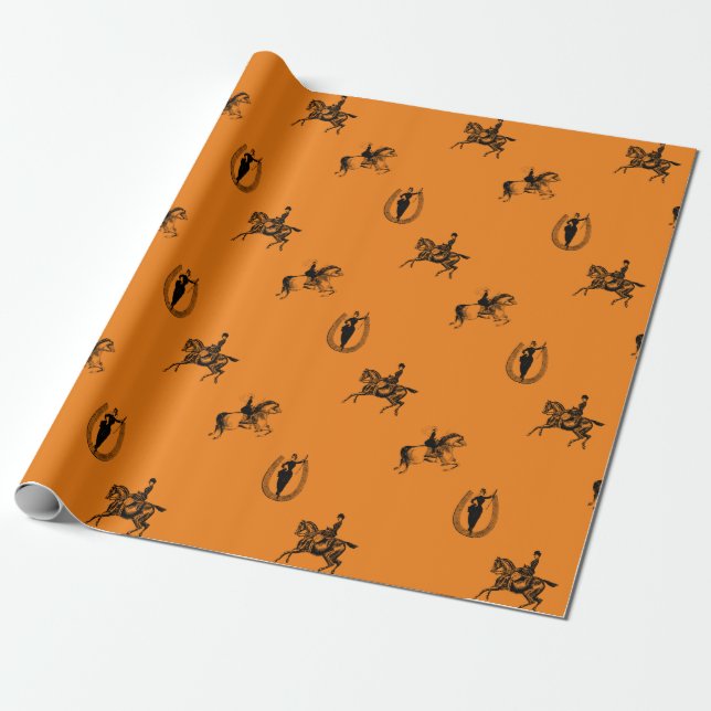 Papel De Regalo Mujeres ecuestres - Naranja (Desenrollado)