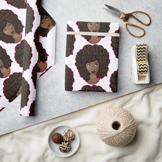 Papel De Regalo Mujeres motivadoras negras, pelo natural (Artesanía)