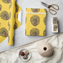 Papel De Regalo Mujeres motivadoras negras, pelo natural, amarillo