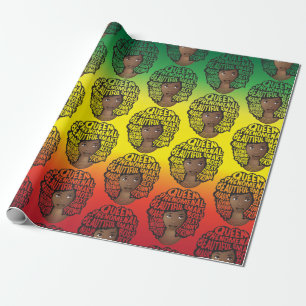 Papel De Regalo Mujeres negras motivadoras, verde oro rojo