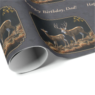 Papel De Regalo Mule Deer Buck y Doe Gray Personalizado