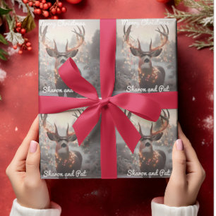 Papel De Regalo Mule Deer y Luces Navidades