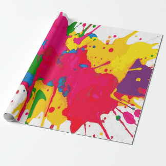 Papel De Regalo Multi-Color Paint Splat Pattern on White – Fun