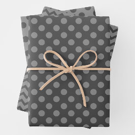 Papel de regalo multi-patrón Gris & Gris en hojas