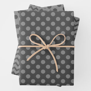 Papel de regalo multi-patrón Gris & Gris en hojas