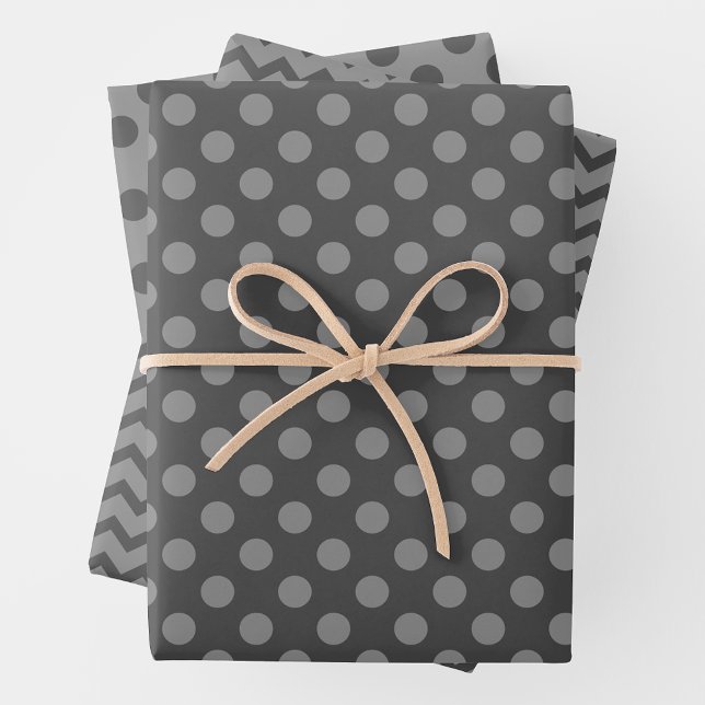 Papel de regalo multi-patrón Gris & Gris en hojas (Grey & Grey Multi-Pattern Wrapping Paper Sheets)