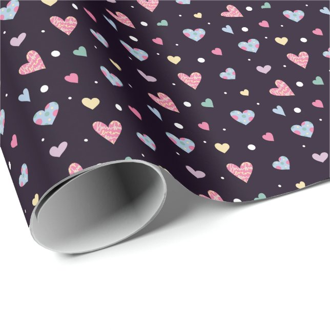 Papel De Regalo Multicolored Hearts Pattern (Esquina del rollo)