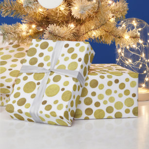 Papel De Regalo Múltiples Círculos Dorados sobre Fondo Blanco