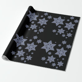 Papel De Regalo Múltiples imágenes del verdadero Snowflake en negr