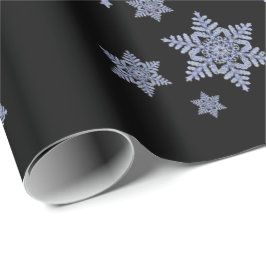 Papel De Regalo Múltiples imágenes del verdadero Snowflake en negr