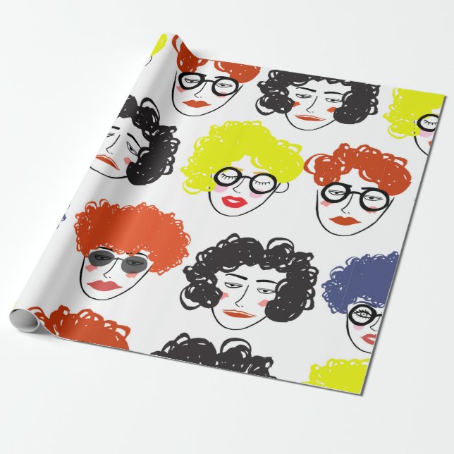Papel De Regalo Multitud de gente divertida, fondo fluido (Desenrollado)