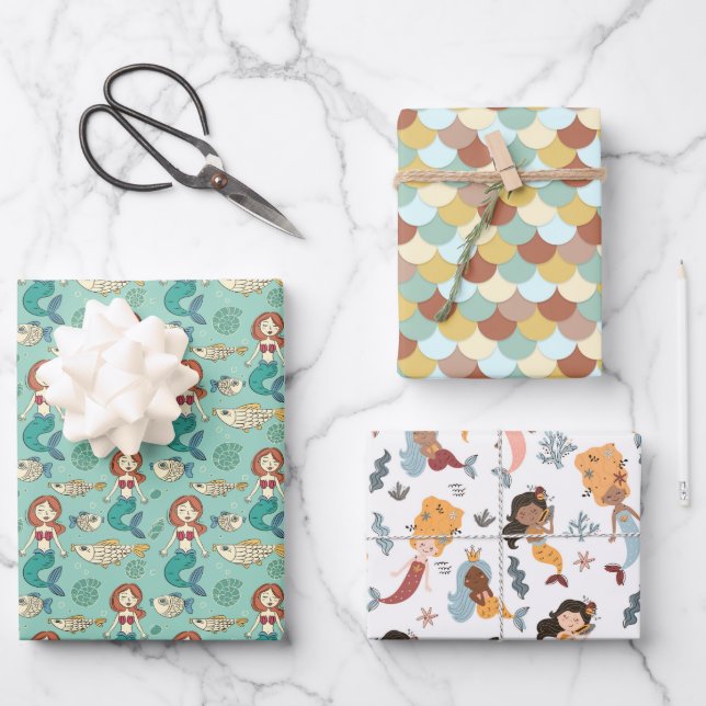Papel de regalo Multitud de Sirenas (Anverso)