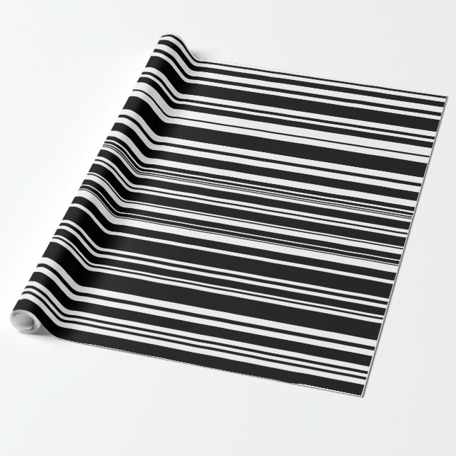 Papel De Regalo Multitudes de rayas negras y blancas desiguales (Desenrollado)