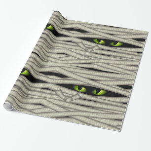 Papel De Regalo Mummy Eyes Halloween Green ID685