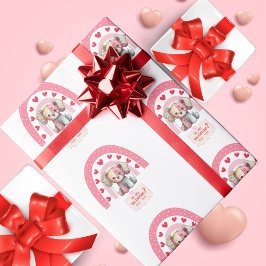 Papel De Regalo Muñeca de perro de parche, arcoiris de corazón lin