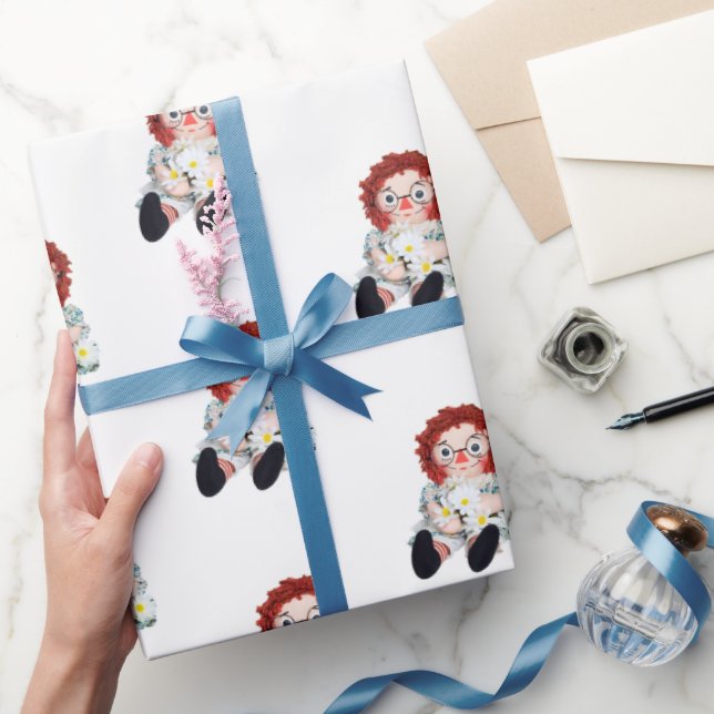 Papel De Regalo muñeca de rag antigua con ramo de margarita (Regalar)