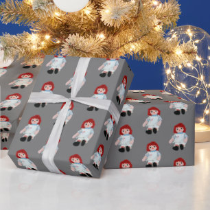 Papel De Regalo Muñeca de trapo de Navidad sobre gris