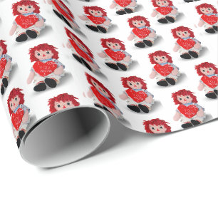 Papel De Regalo Muñeca de trapo vieja con corazón para Mamá