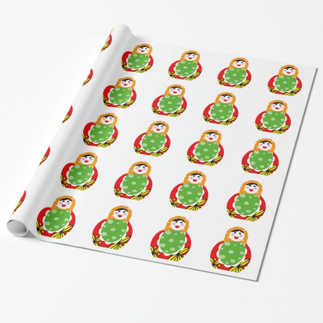 Papel De Regalo muñeca jerarquizada rusa linda (Desenrollado)