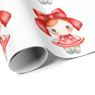 Papel De Regalo Muñeca Roja Navidad