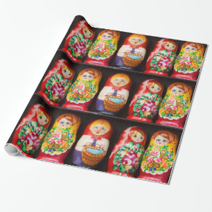 Papel De Regalo Muñecas coloridas de Matryoshka