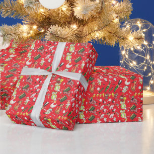 Papel De Regalo Muñecas de animales de peluche navideños retro