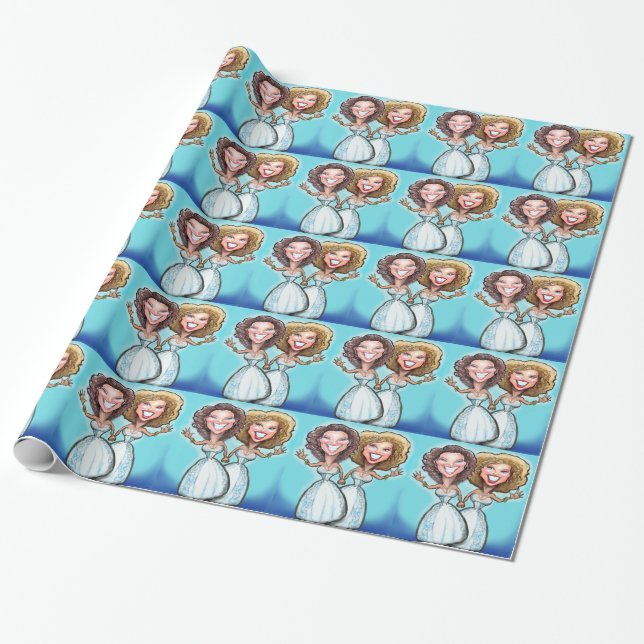 Papel De Regalo Muñecas de pasteles de Boda lesbiana (Desenrollado)