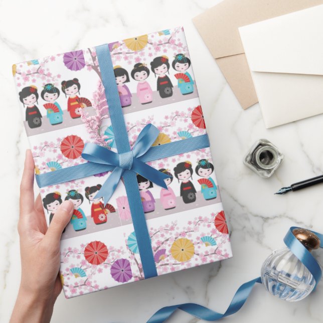 Papel De Regalo Muñecas Kokeshi (Regalar)