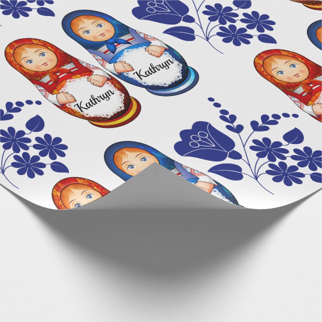 Papel De Regalo Muñecas Matryoshka rusas personalizadas (Esquina)
