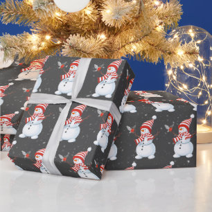 Papel De Regalo Muñeco de Navidad con pájaro