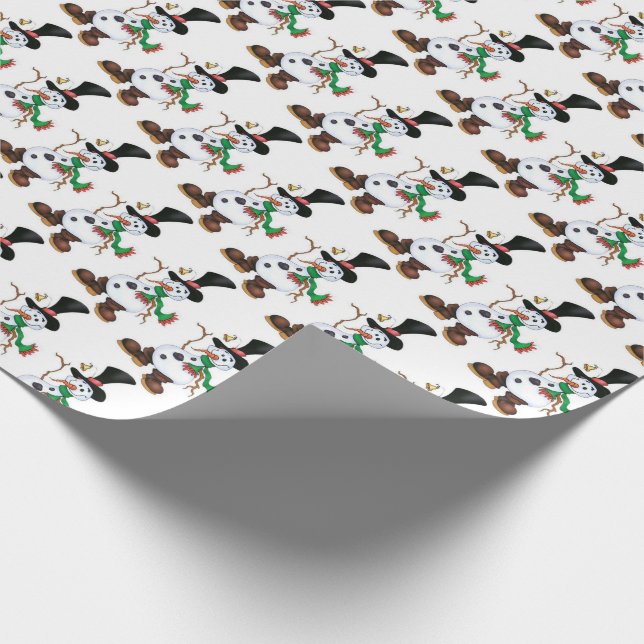 Papel De Regalo Muñeco de nieve adorable (Esquina)