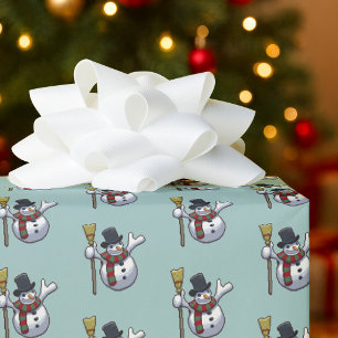Papel De Regalo Muñeco de nieve adorable patrón de arte de píxeles