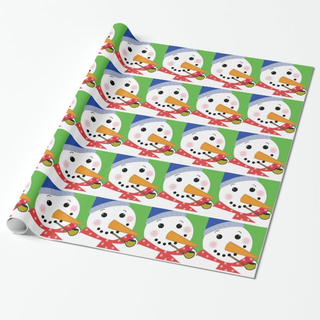 Papel De Regalo Muñeco de nieve alegre (Desenrollado)