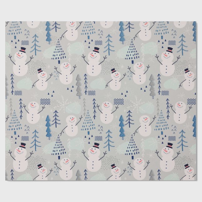 Papel De Regalo Muñeco de Nieve Amigable (Superficie plana)