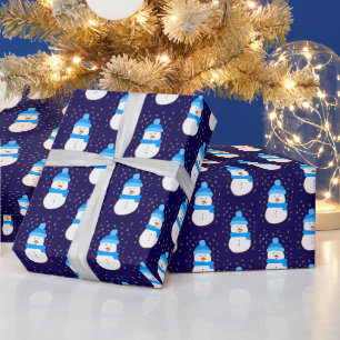 Papel De Regalo Muñeco de nieve azul en ventisca